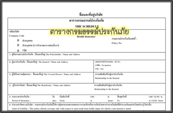 ตารางกรมธรรม์ประกันภัยคืออะไร